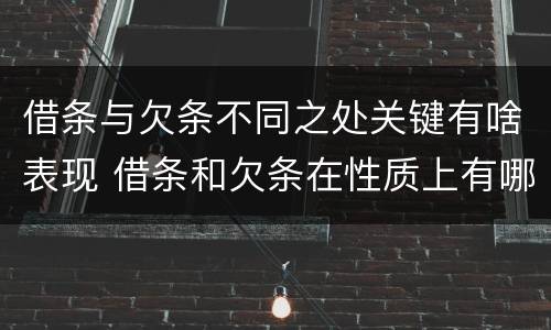 借条与欠条不同之处关键有啥表现 借条和欠条在性质上有哪些不同