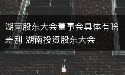 湖南股东大会董事会具体有啥差别 湖南投资股东大会