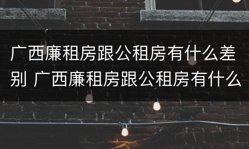 广西廉租房跟公租房有什么差别 广西廉租房跟公租房有什么差别嘛