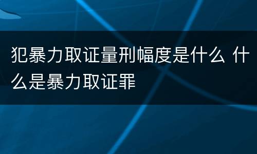 犯暴力取证量刑幅度是什么 什么是暴力取证罪