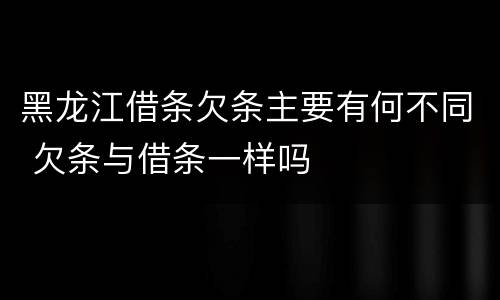 黑龙江借条欠条主要有何不同 欠条与借条一样吗