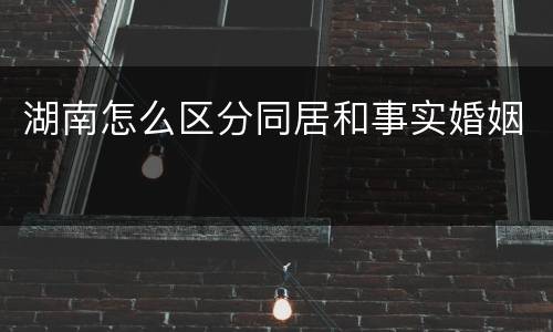 湖南怎么区分同居和事实婚姻