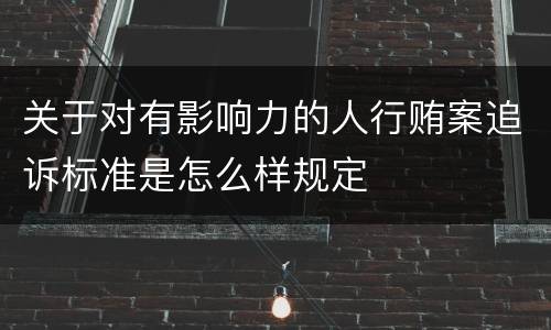 关于对有影响力的人行贿案追诉标准是怎么样规定