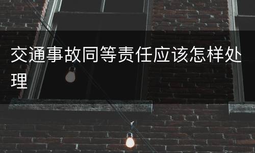 交通事故同等责任应该怎样处理