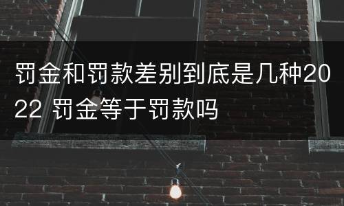 罚金和罚款差别到底是几种2022 罚金等于罚款吗