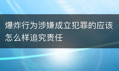 爆炸行为涉嫌成立犯罪的应该怎么样追究责任