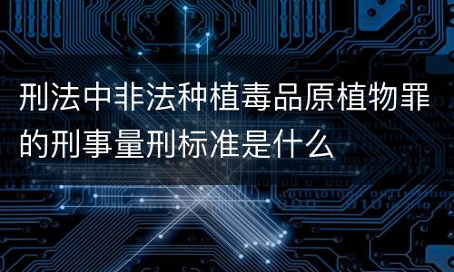 刑法中非法种植毒品原植物罪的刑事量刑标准是什么