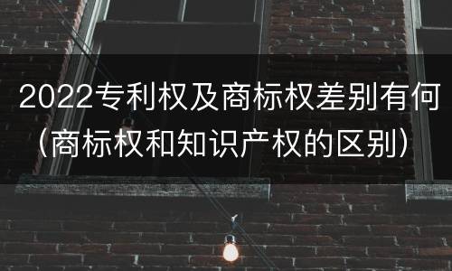 2022专利权及商标权差别有何（商标权和知识产权的区别）