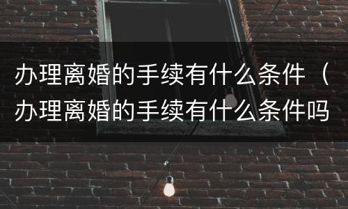 办理离婚的手续有什么条件（办理离婚的手续有什么条件吗）