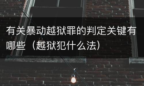 有关暴动越狱罪的判定关键有哪些（越狱犯什么法）