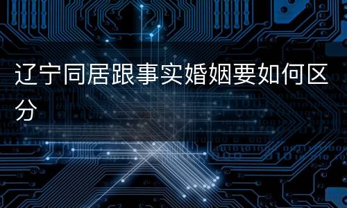 辽宁同居跟事实婚姻要如何区分