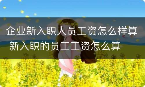 企业新入职人员工资怎么样算 新入职的员工工资怎么算