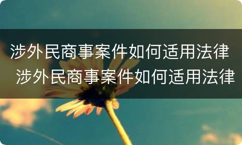 涉外民商事案件如何适用法律 涉外民商事案件如何适用法律条款