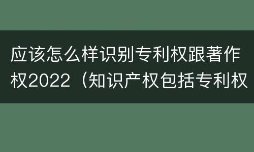 应该怎么样识别专利权跟著作权2022（知识产权包括专利权和著作权吗）