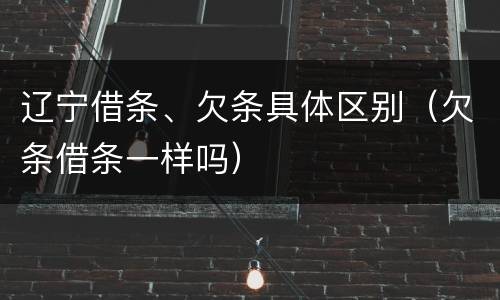 辽宁借条、欠条具体区别（欠条借条一样吗）