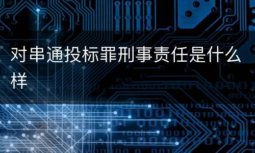 对串通投标罪刑事责任是什么样