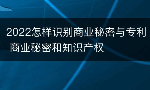 2022怎样识别商业秘密与专利 商业秘密和知识产权