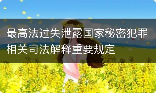 最高法过失泄露国家秘密犯罪相关司法解释重要规定