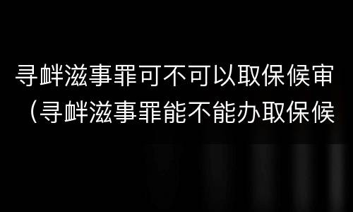 寻衅滋事罪可不可以取保候审（寻衅滋事罪能不能办取保候审）