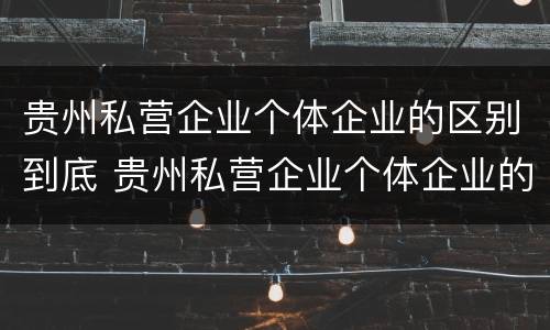 贵州私营企业个体企业的区别到底 贵州私营企业个体企业的区别到底是什么?
