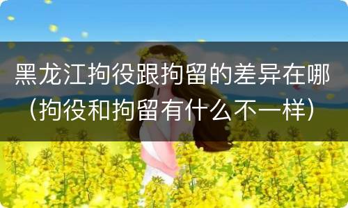 黑龙江拘役跟拘留的差异在哪（拘役和拘留有什么不一样）