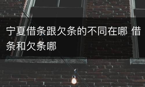 宁夏借条跟欠条的不同在哪 借条和欠条哪