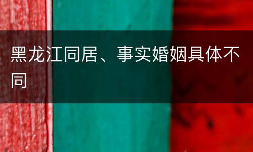 黑龙江同居、事实婚姻具体不同
