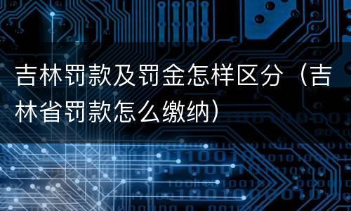 吉林罚款及罚金怎样区分（吉林省罚款怎么缴纳）
