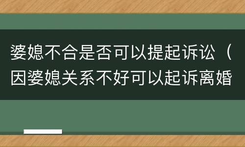 婆媳不合是否可以提起诉讼（因婆媳关系不好可以起诉离婚吗?）