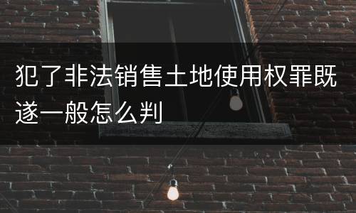 犯了非法销售土地使用权罪既遂一般怎么判