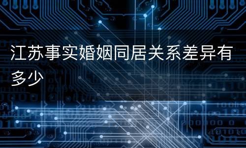 江苏事实婚姻同居关系差异有多少