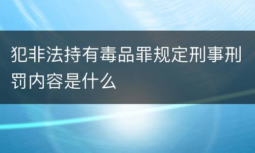 犯非法持有毒品罪规定刑事刑罚内容是什么