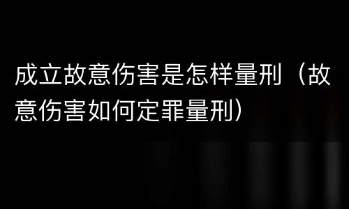 成立故意伤害是怎样量刑（故意伤害如何定罪量刑）