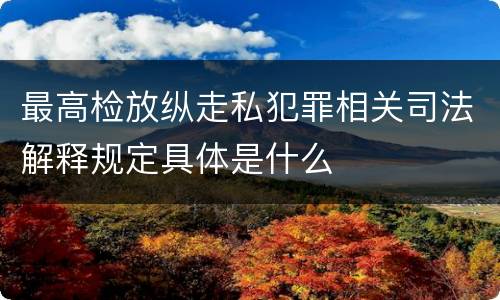 最高检放纵走私犯罪相关司法解释规定具体是什么