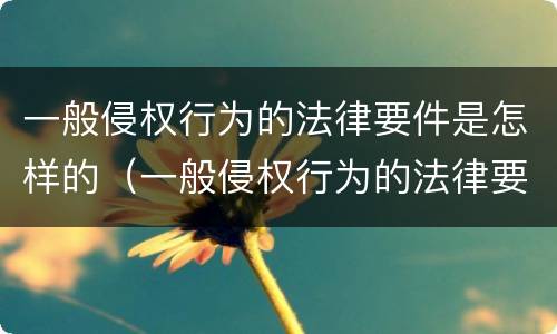 一般侵权行为的法律要件是怎样的（一般侵权行为的法律要件是怎样的形式）