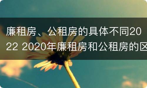 廉租房、公租房的具体不同2022 2020年廉租房和公租房的区别