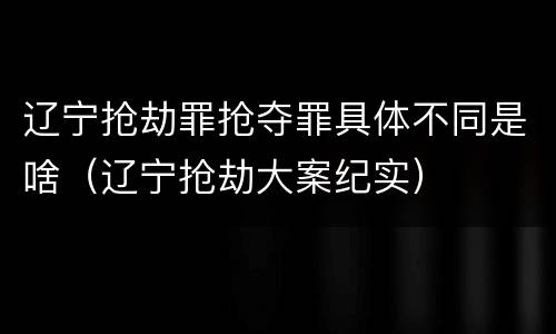 辽宁抢劫罪抢夺罪具体不同是啥（辽宁抢劫大案纪实）