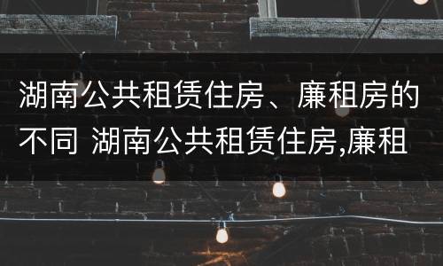 湖南公共租赁住房、廉租房的不同 湖南公共租赁住房,廉租房的不同政策