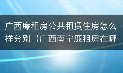 广西廉租房公共租赁住房怎么样分别（广西南宁廉租房在哪个区域）