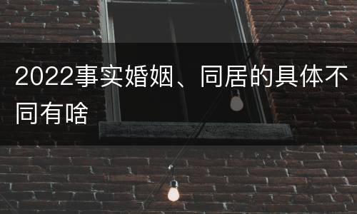 2022事实婚姻、同居的具体不同有啥