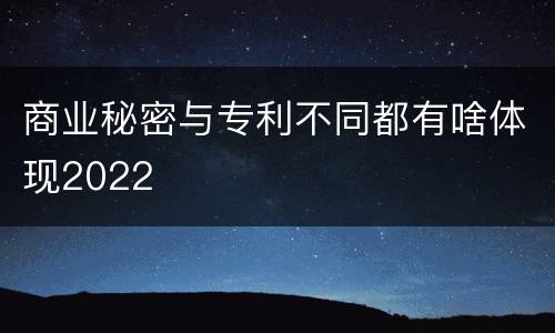 商业秘密与专利不同都有啥体现2022