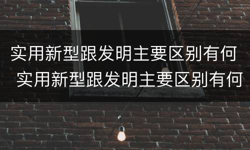 实用新型跟发明主要区别有何 实用新型跟发明主要区别有何联系