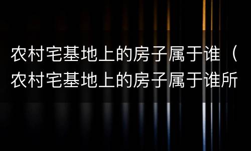 农村宅基地上的房子属于谁（农村宅基地上的房子属于谁所有）