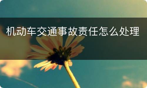 机动车交通事故责任怎么处理