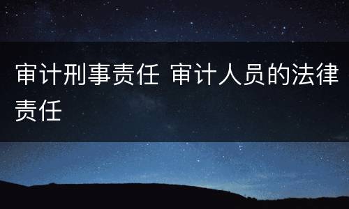 审计刑事责任 审计人员的法律责任