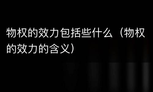 物权的效力包括些什么（物权的效力的含义）