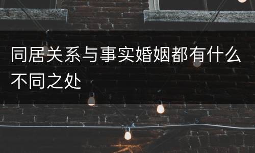 同居关系与事实婚姻都有什么不同之处