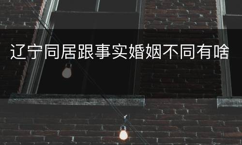 辽宁同居跟事实婚姻不同有啥