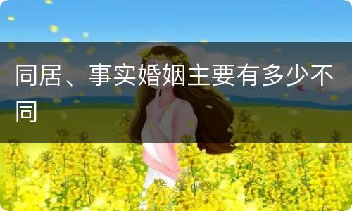 同居、事实婚姻主要有多少不同