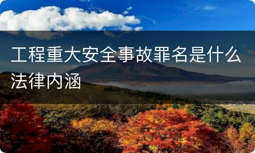 工程重大安全事故罪名是什么法律内涵
